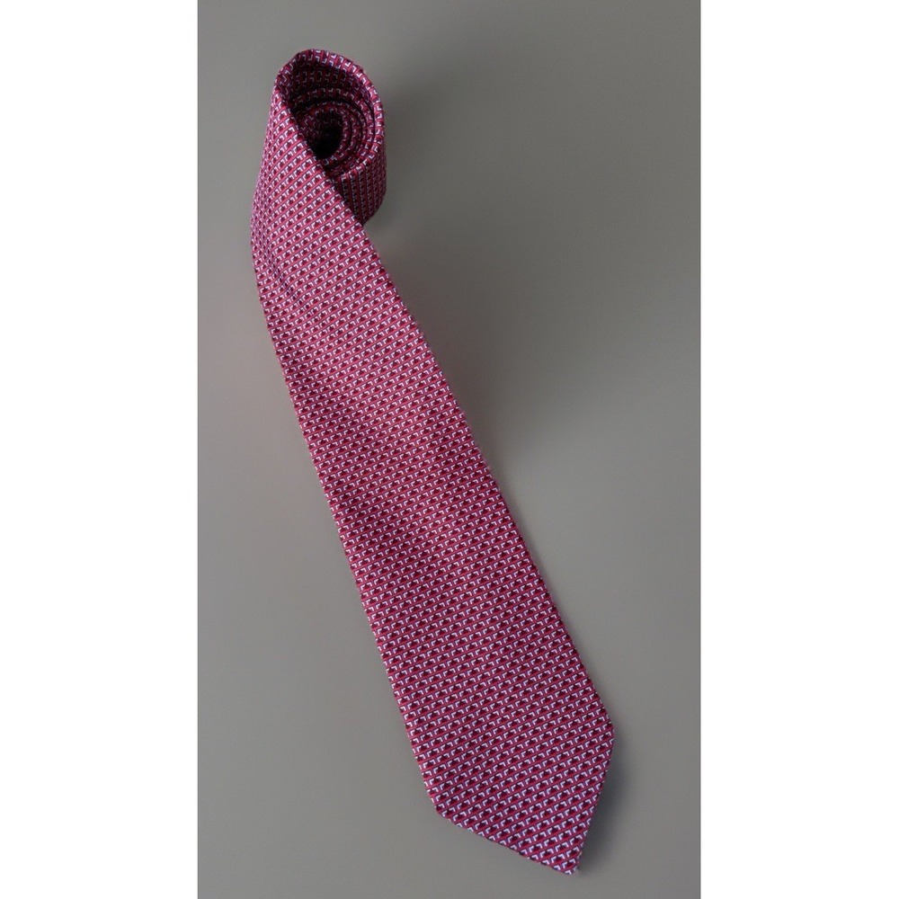 Zadi Andrews Ties Neckwear Red Silver Geometric All Over Pattern Italy Silk JBHS